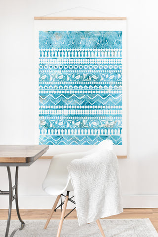 Schatzi Brown Bodhi Bohemian Stripe Aqua Art Print And Hanger