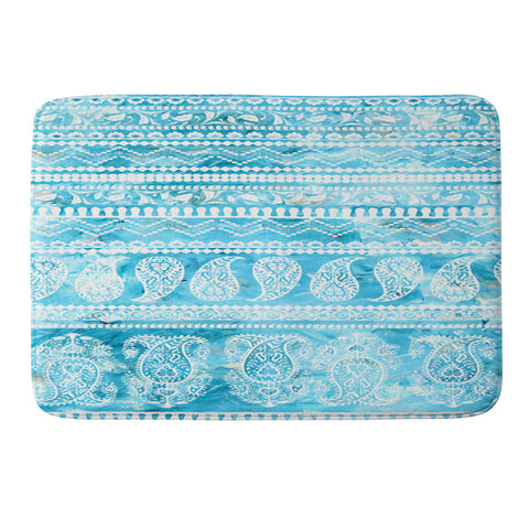 Schatzi Brown Bodhi Bohemian Stripe Aqua Memory Foam Bath Mat