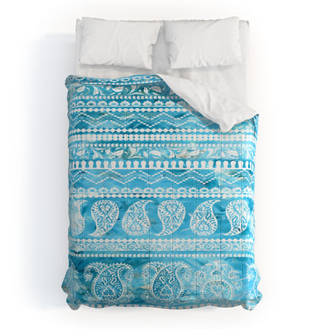 Schatzi Brown Bodhi Bohemian Stripe Aqua Comforter