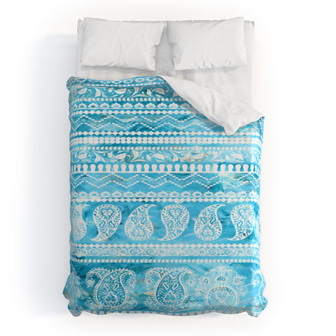 Schatzi Brown Bodhi Bohemian Stripe Aqua Duvet Cover