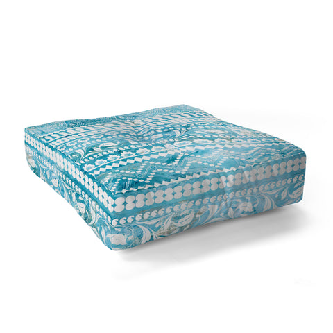 Schatzi Brown Bodhi Bohemian Stripe Aqua Floor Pillow Square