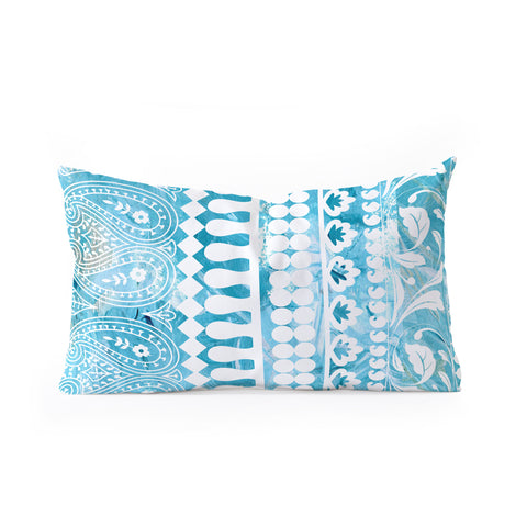 Schatzi Brown Bodhi Bohemian Stripe Aqua Oblong Throw Pillow