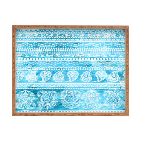 Schatzi Brown Bodhi Bohemian Stripe Aqua Rectangular Tray