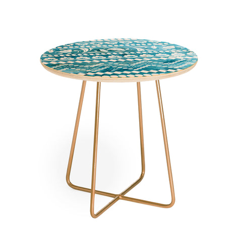 Schatzi Brown Bodhi Bohemian Stripe Aqua Round Side Table