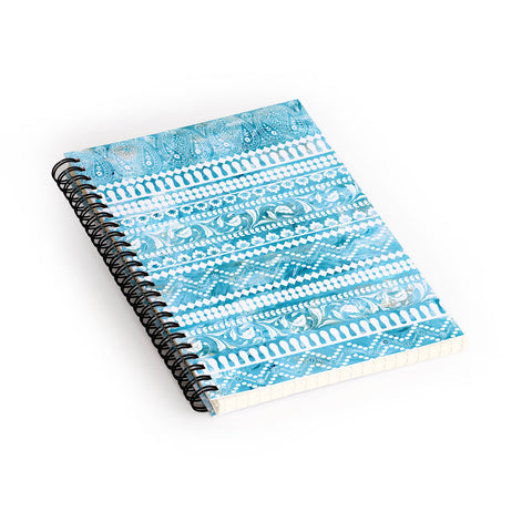 Schatzi Brown Bodhi Bohemian Stripe Aqua Spiral Notebook