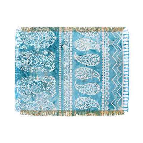 Schatzi Brown Bodhi Bohemian Stripe Aqua Throw Blanket