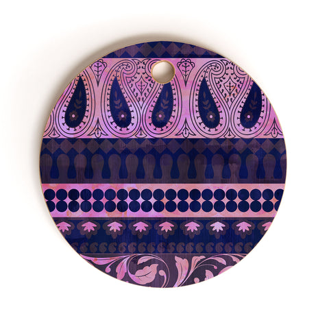 Schatzi Brown Bodhi Bohemian Stripe Purple Cutting Board Round