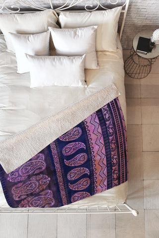 Schatzi Brown Bodhi Bohemian Stripe Purple Fleece Throw Blanket