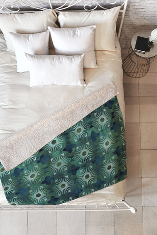 Schatzi Brown Boho Basic 18 Green Fleece Throw Blanket