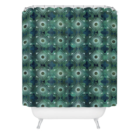 Schatzi Brown Boho Basic 18 Green Shower Curtain