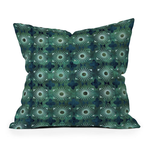 Schatzi Brown Boho Basic 18 Green Throw Pillow
