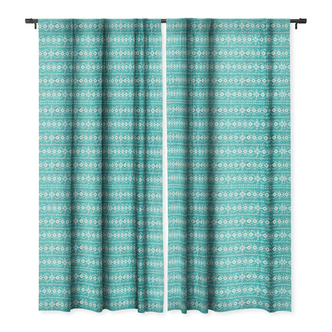 Schatzi Brown Boho Basic 3 Turquoise Blackout Window Curtain
