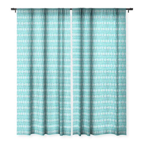 Schatzi Brown Boho Basic 3 Turquoise Sheer Window Curtain