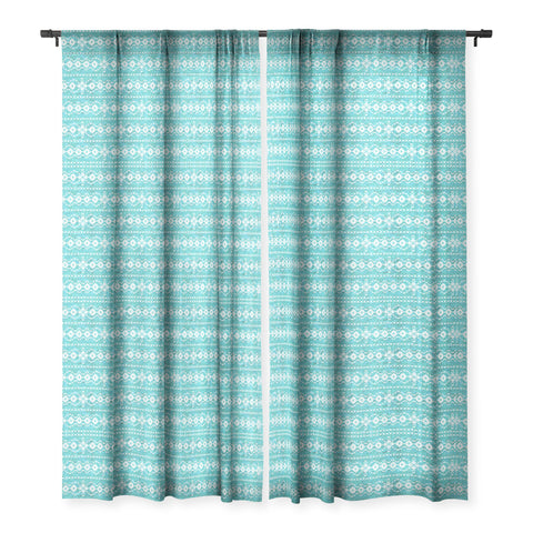 Schatzi Brown Boho Basic 3 Turquoise Sheer Window Curtain
