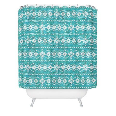 Schatzi Brown Boho Basic 3 Turquoise Shower Curtain