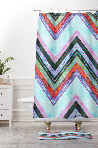 Schatzi Brown Boho Chevron 1B Shower Curtain And Mat