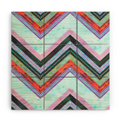 Schatzi Brown Boho Chevron 1B Wood Wall Mural