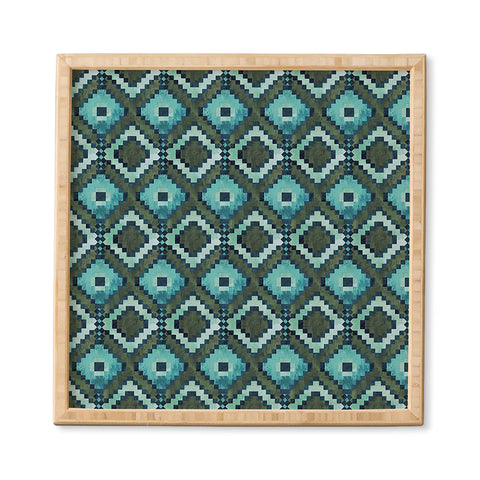 Schatzi Brown Boho Diamonds Green Framed Wall Art