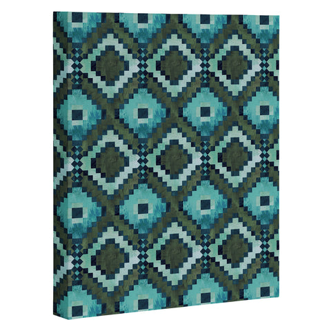 Schatzi Brown Boho Diamonds Green Art Canvas