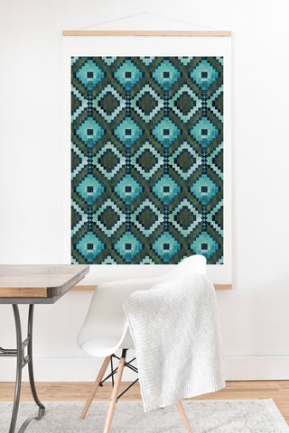 Schatzi Brown Boho Diamonds Green Art Print And Hanger