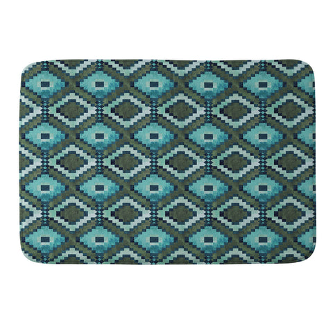 Schatzi Brown Boho Diamonds Green Memory Foam Bath Mat