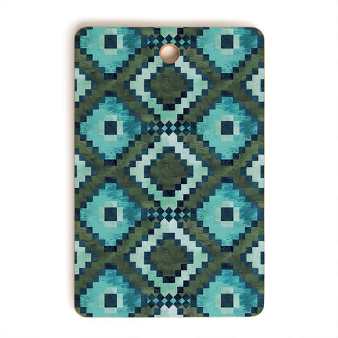 Schatzi Brown Boho Diamonds Green Cutting Board Rectangle