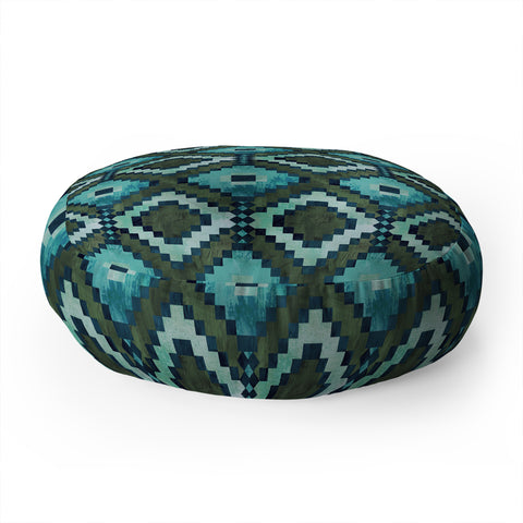 Schatzi Brown Boho Diamonds Green Floor Pillow Round