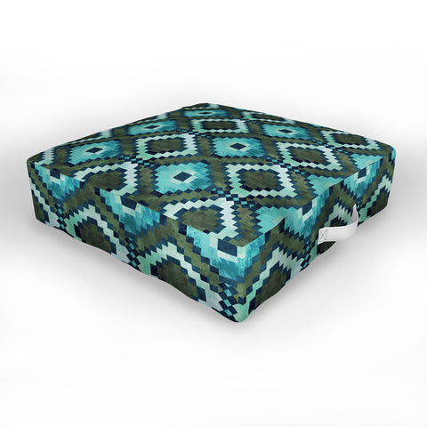 Schatzi Brown Boho Diamonds Green Outdoor Floor Cushion