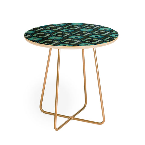Schatzi Brown Boho Diamonds Green Round Side Table