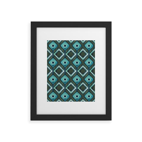Schatzi Brown Boho Diamonds Green Framed Art Print
