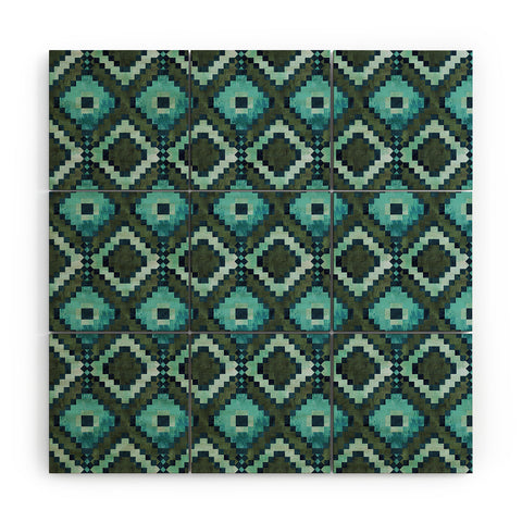 Schatzi Brown Boho Diamonds Green Wood Wall Mural