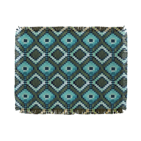 Schatzi Brown Boho Diamonds Green Throw Blanket