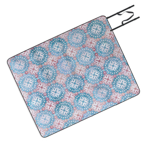 Schatzi Brown Boho Medallion Pastel Picnic Blanket