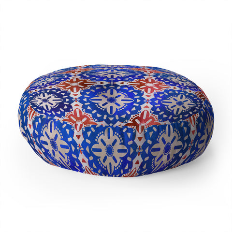 Schatzi Brown Boho Medallion RWB Floor Pillow Round