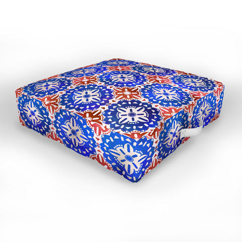 Schatzi Brown Boho Medallion RWB Outdoor Floor Cushion