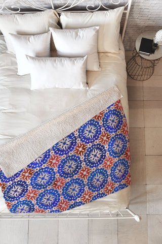 Schatzi Brown Boho Medallion RWB Fleece Throw Blanket