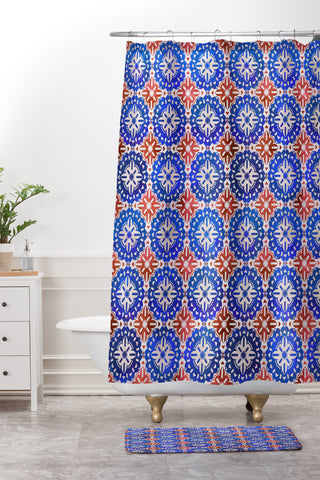 Schatzi Brown Boho Medallion RWB Shower Curtain And Mat