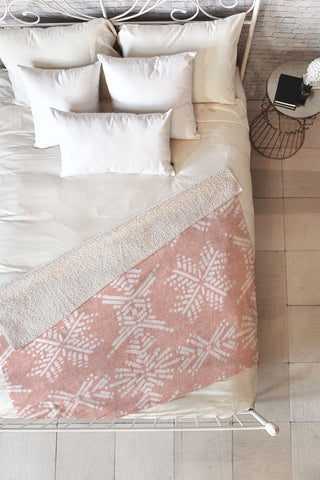 Schatzi Brown Boho Mesa 3 Pink Fleece Throw Blanket