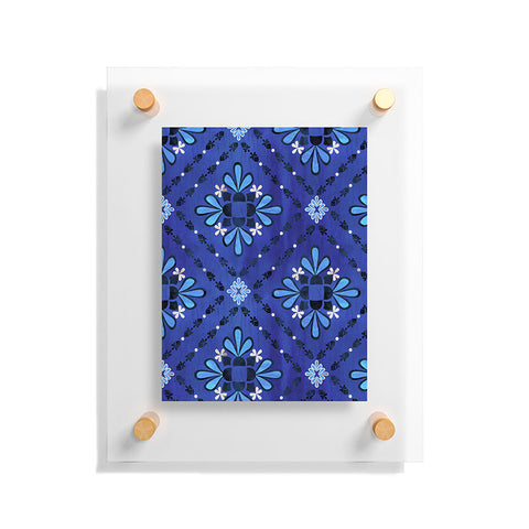 Schatzi Brown Boho Tile Blue Floating Acrylic Print
