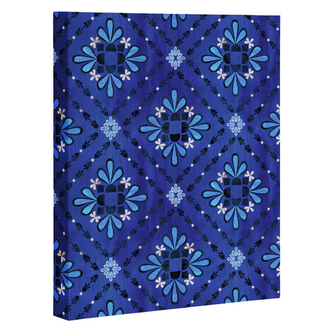 Schatzi Brown Boho Tile Blue Art Canvas