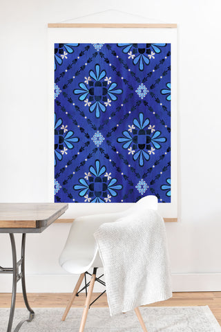 Schatzi Brown Boho Tile Blue Art Print And Hanger