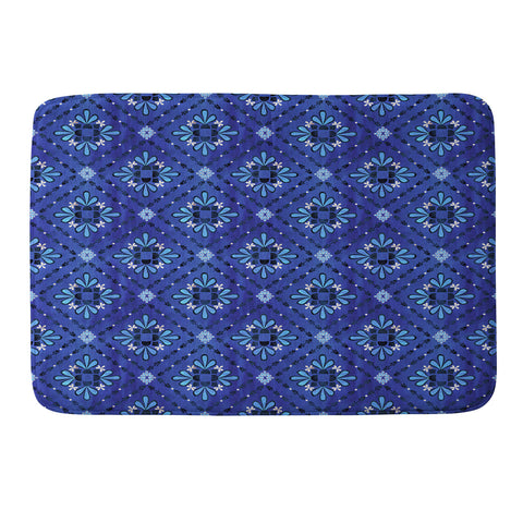Schatzi Brown Boho Tile Blue Memory Foam Bath Mat