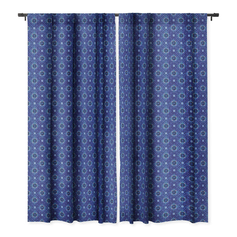 Schatzi Brown Boho Tile Blue Blackout Window Curtain