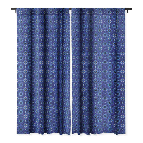 Schatzi Brown Boho Tile Blue Blackout Window Curtain