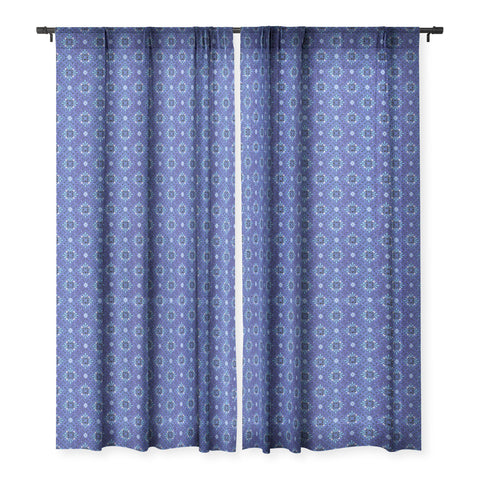 Schatzi Brown Boho Tile Blue Sheer Window Curtain