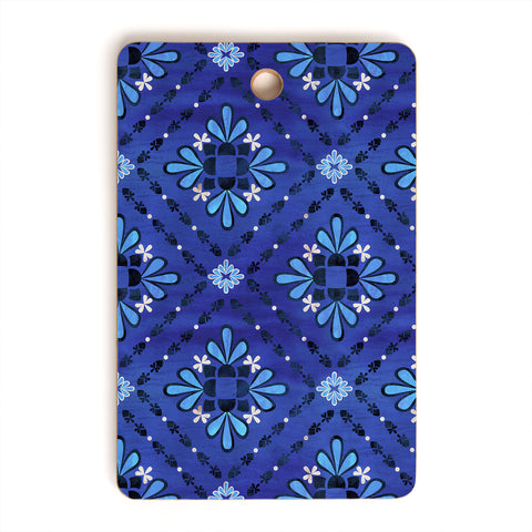 Schatzi Brown Boho Tile Blue Cutting Board Rectangle