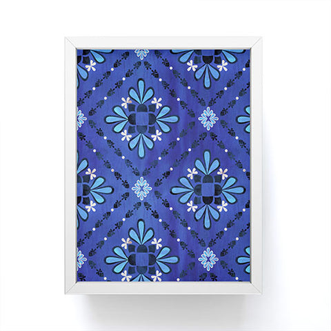 Schatzi Brown Boho Tile Blue Framed Mini Art Print