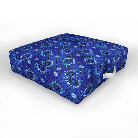 Schatzi Brown Boho Tile Blue Outdoor Floor Cushion