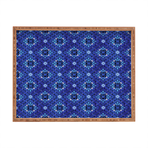Schatzi Brown Boho Tile Blue Rectangular Tray