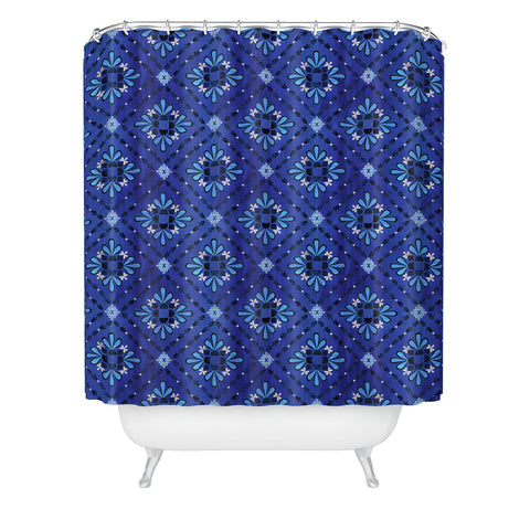 Schatzi Brown Boho Tile Blue Shower Curtain